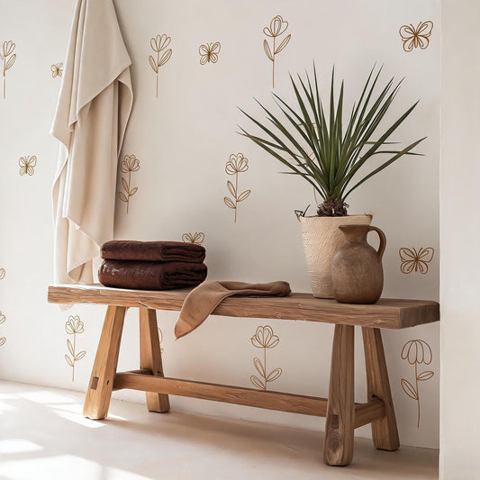 Hanging Flower Wall Decals with Butterflies styled on a decorated wall