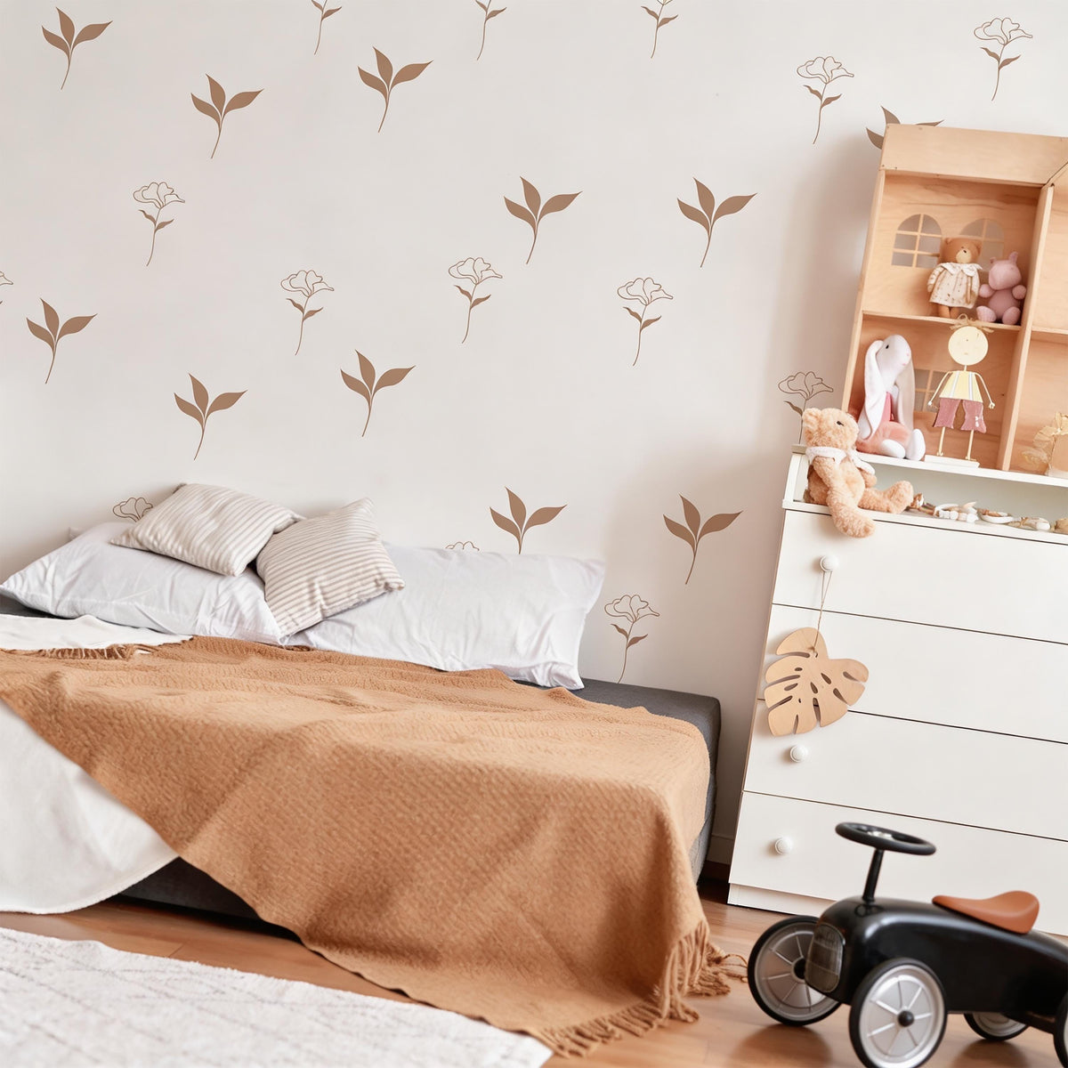 Small Flower Wall Decals on a feature wall