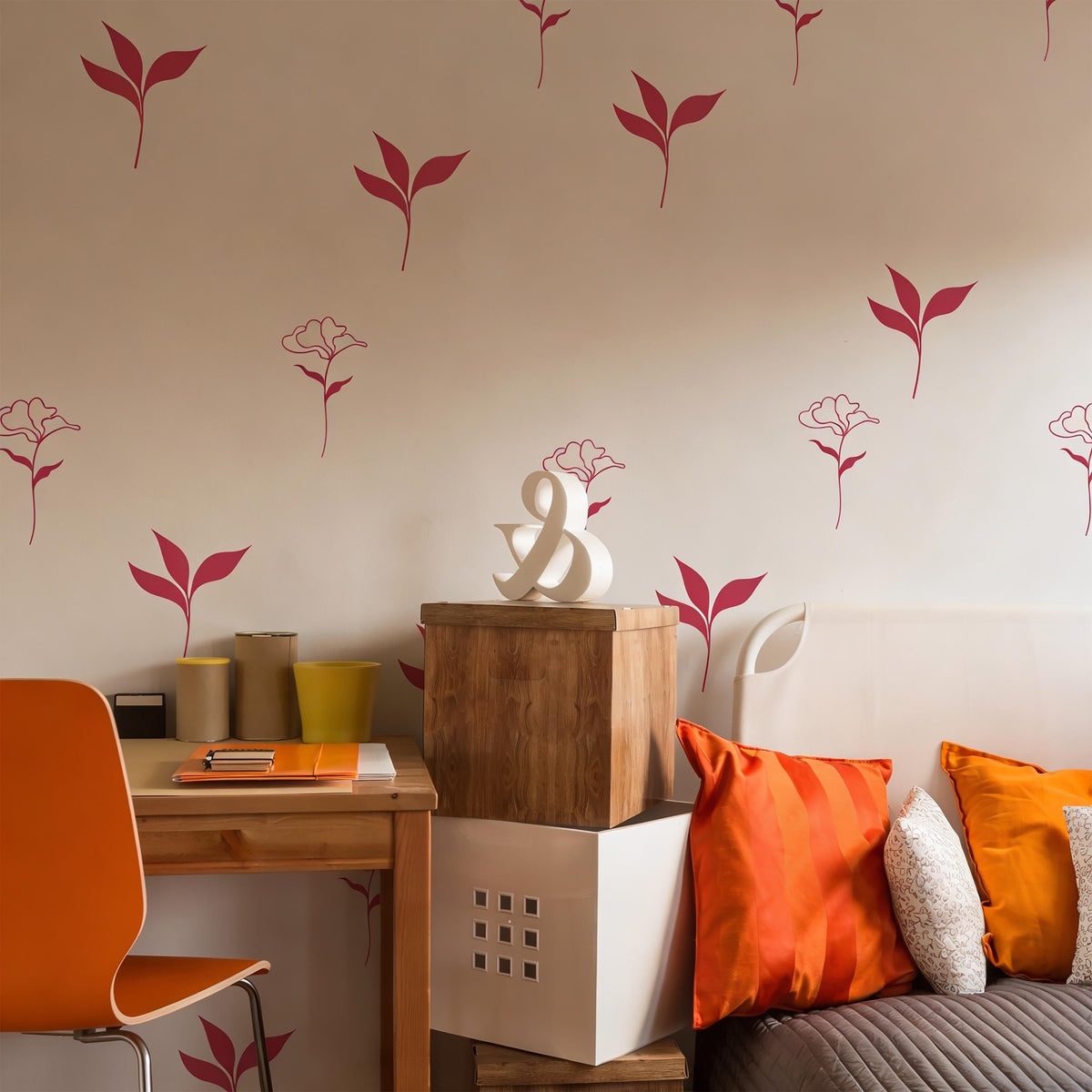 Small Flower Wall Decals styled in a room setting