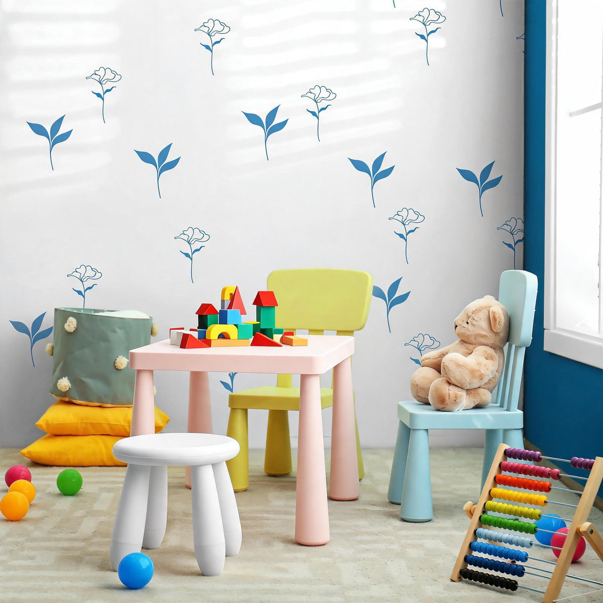Small Flower Wall Decals shown in a home interior