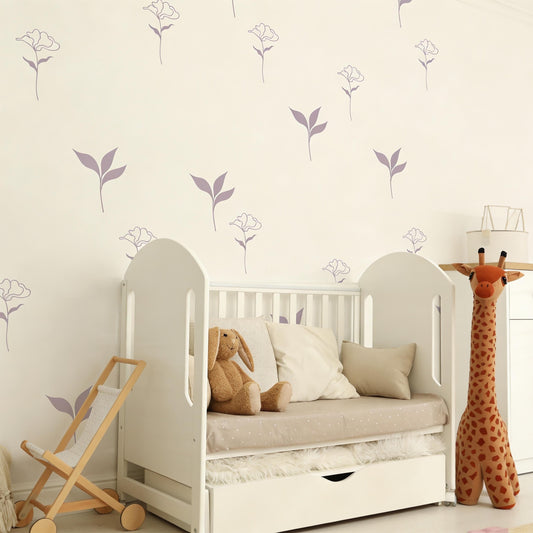 Small Flower Wall Decals styled on a decorated wall
