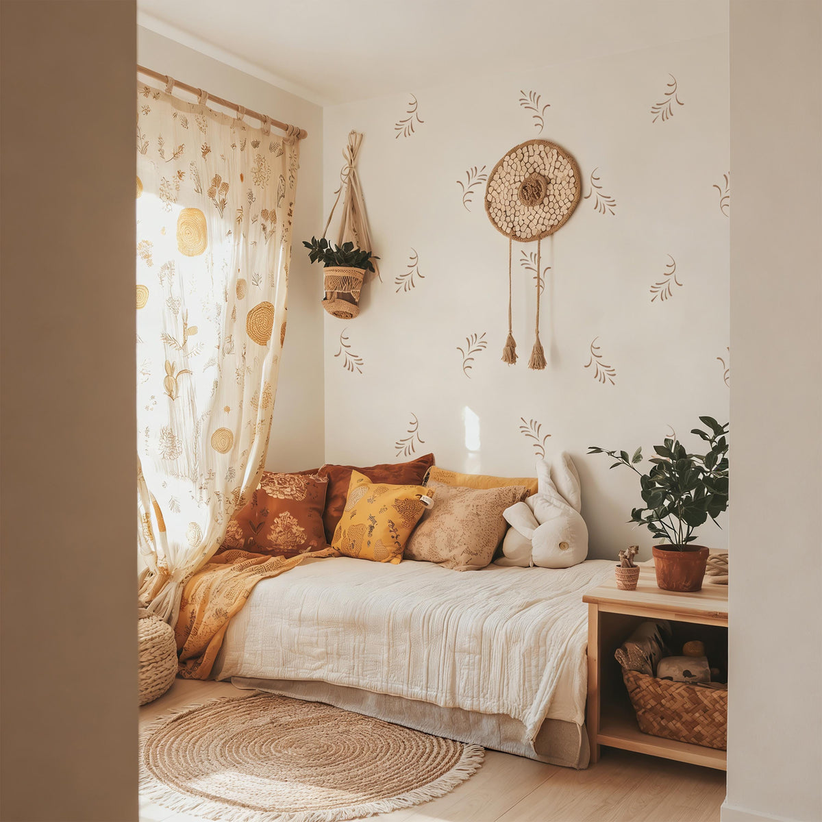 Botanical Wall Decals styled in a room setting