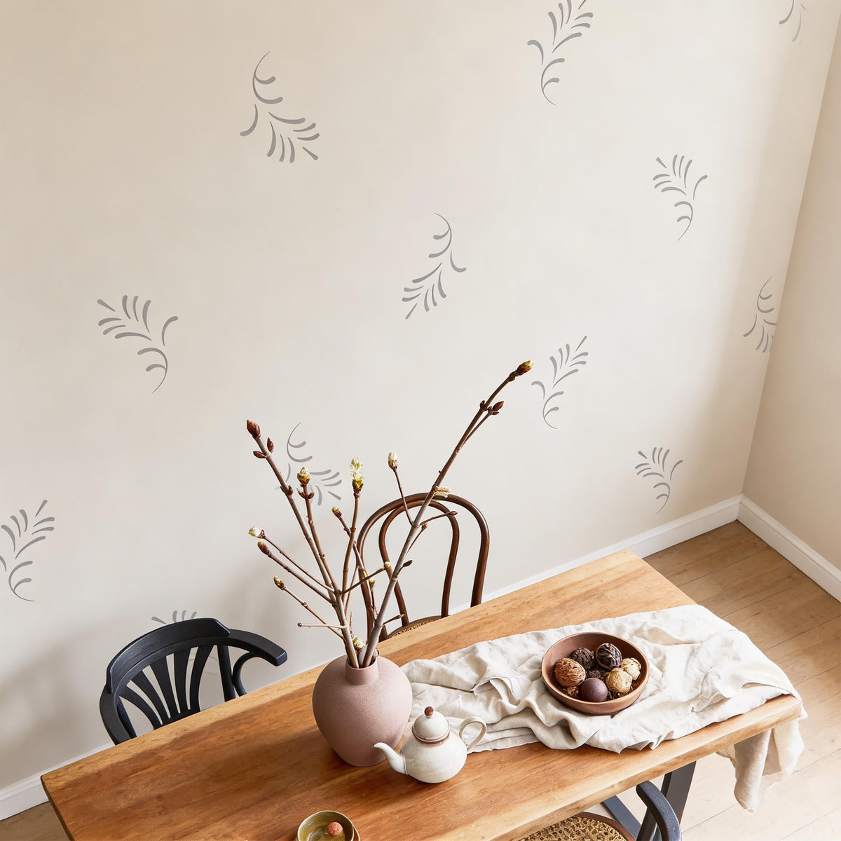 Botanical Wall Decals displayed in a styled space