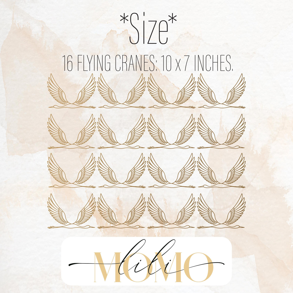 Color and size reference for Flying Crane Wall Decals