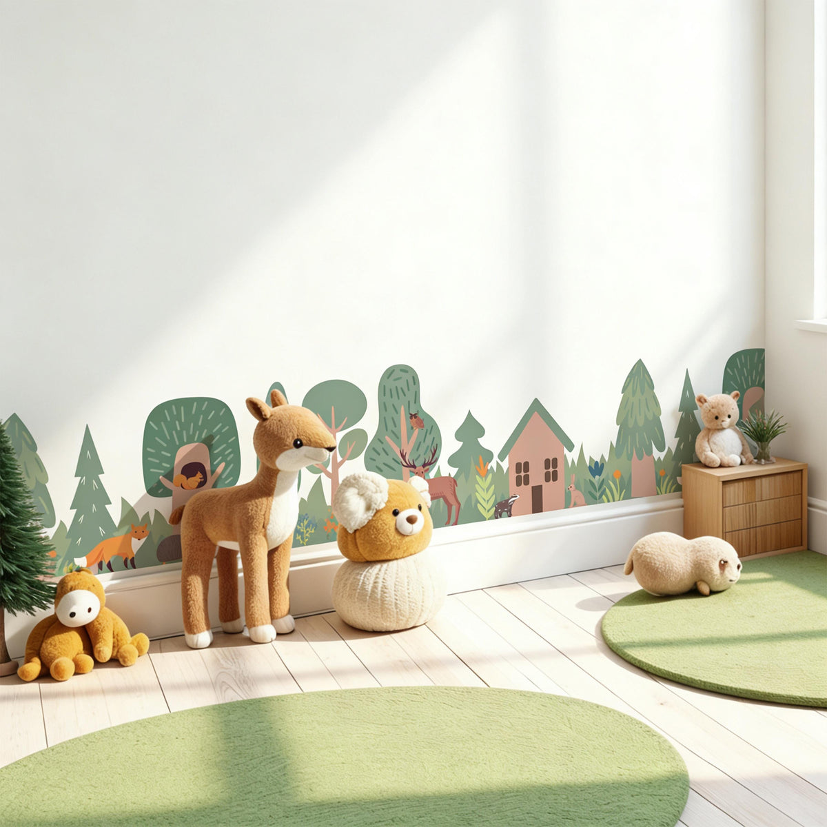 Woodland Border Wall Decal displayed in a styled space
