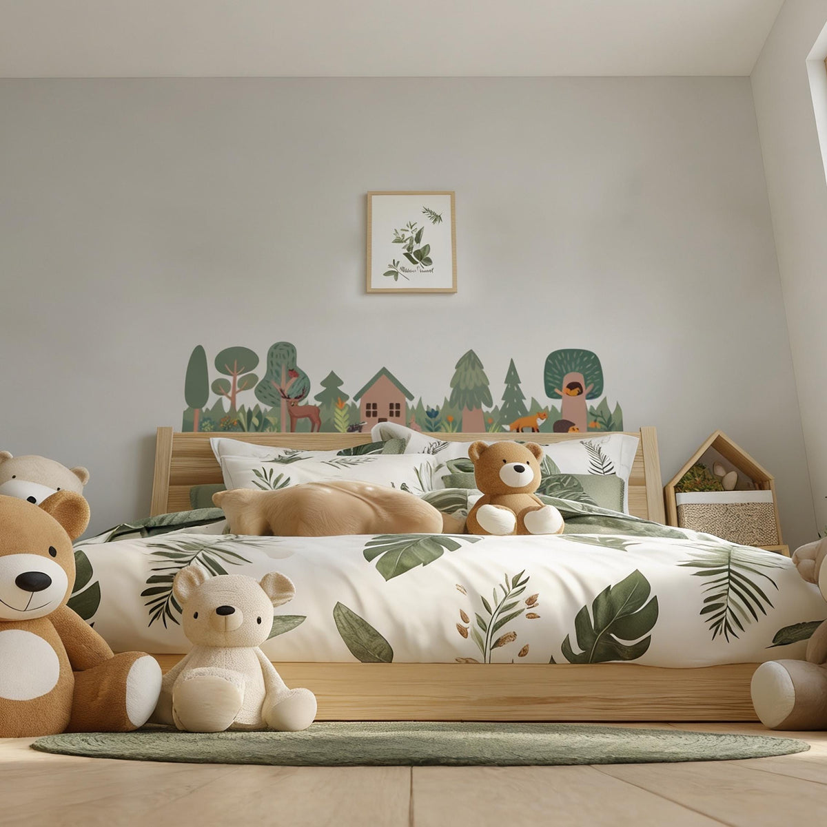 Woodland Border Wall Decal shown in a nursery setting