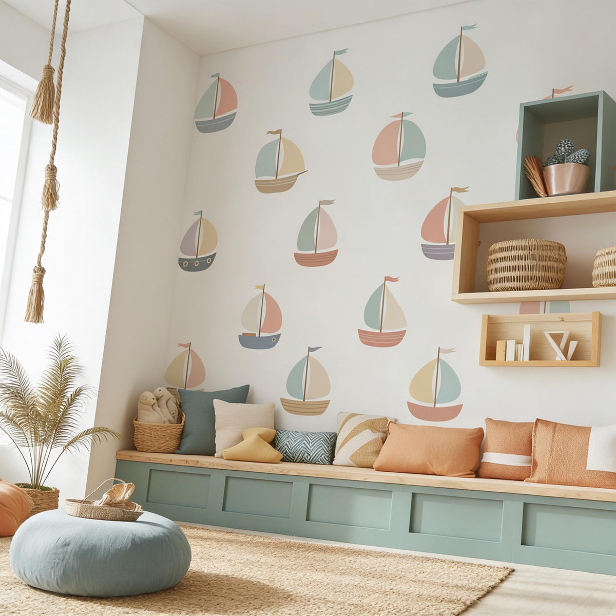 Sailboat Wall Decal Set shown in a home interior