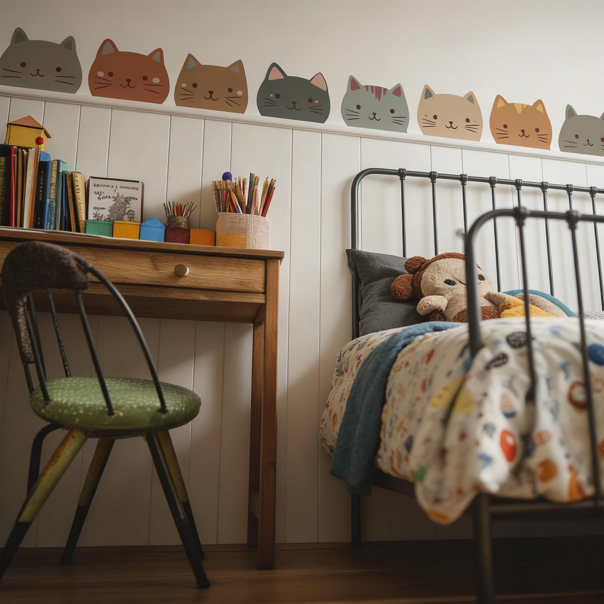 Cat Border Wall Decal on a feature wall
