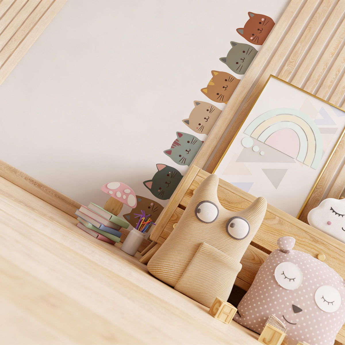 Cat Border Wall Decal shown in a home interior