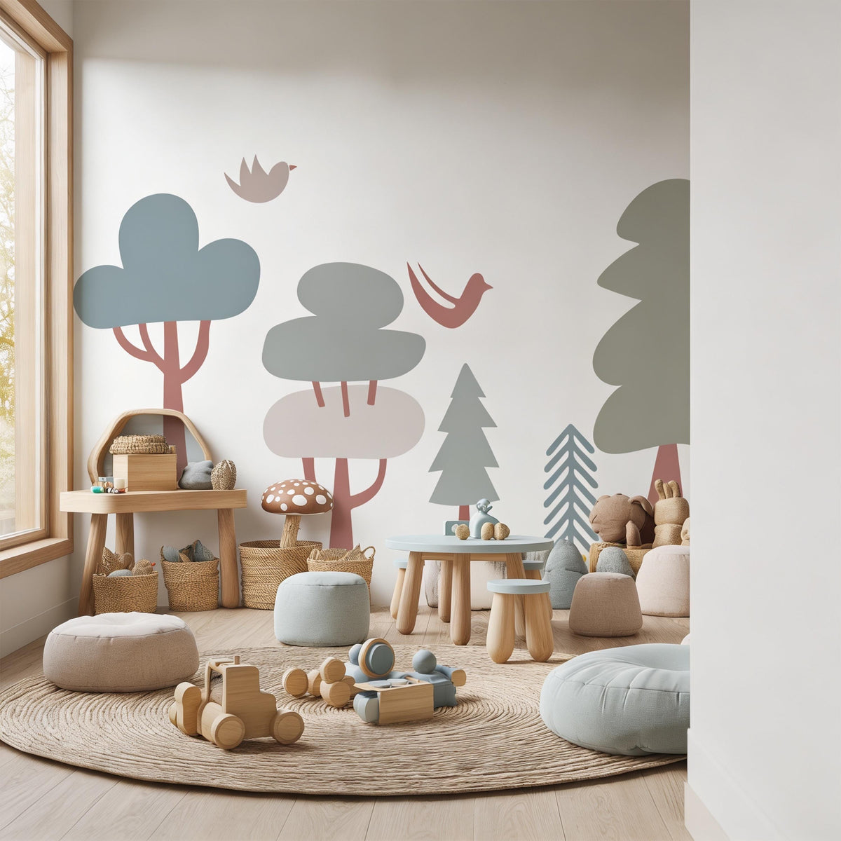 Forest Wall Decal Set shown in a nursery setting