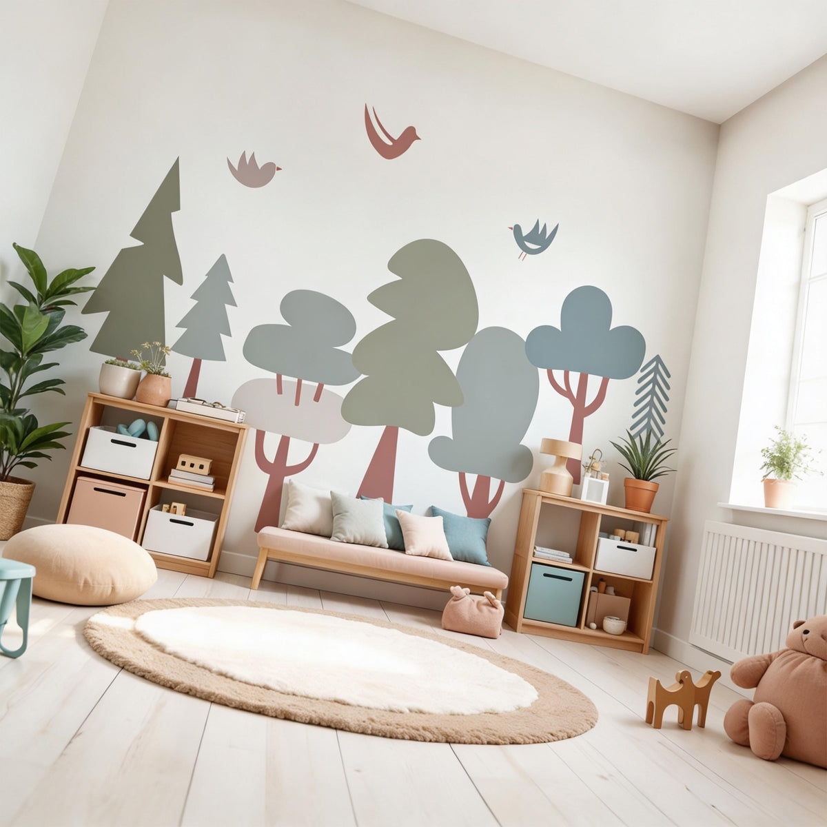 Forest Wall Decal Set styled in a room setting