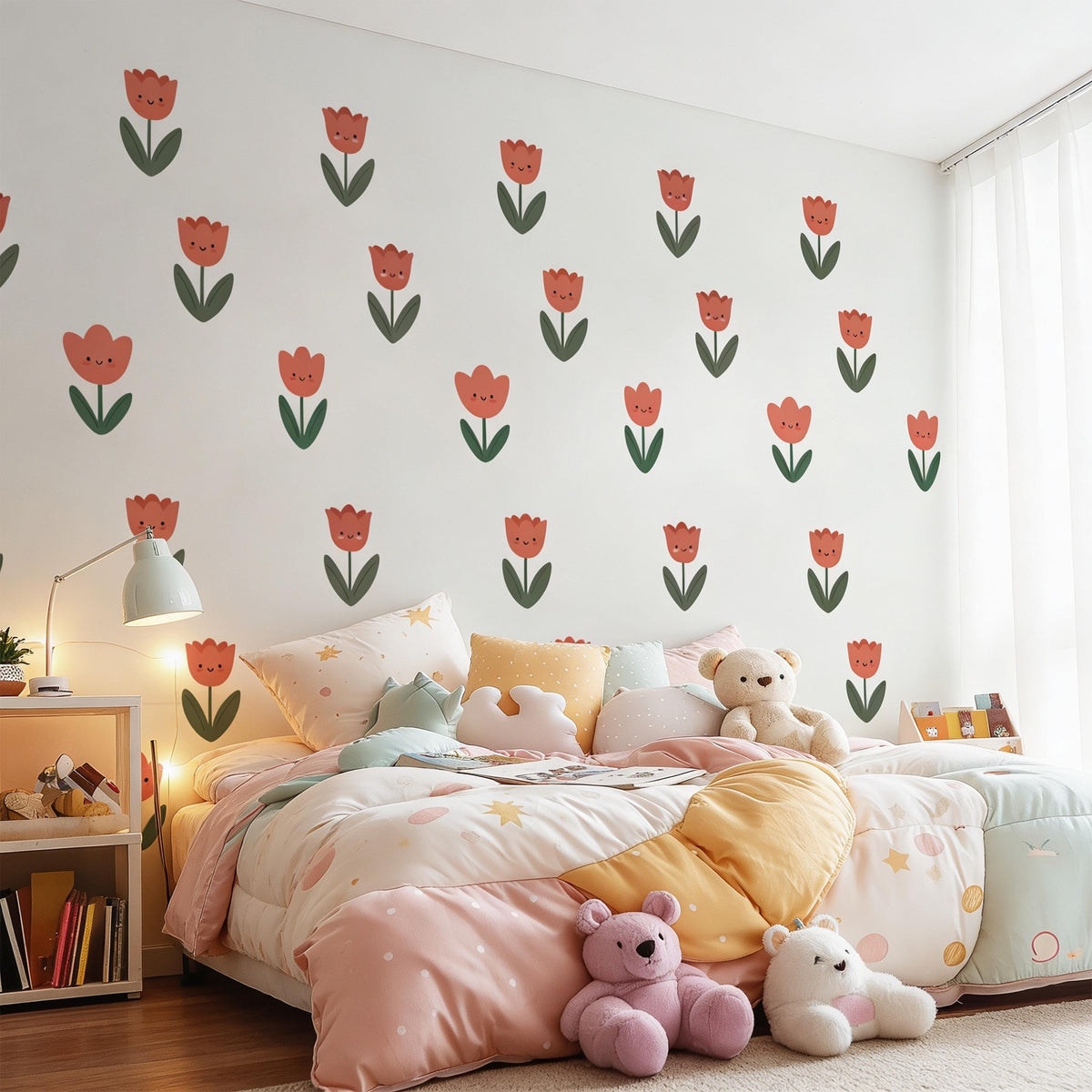 Tulip Wall Decal Border shown in a nursery setting