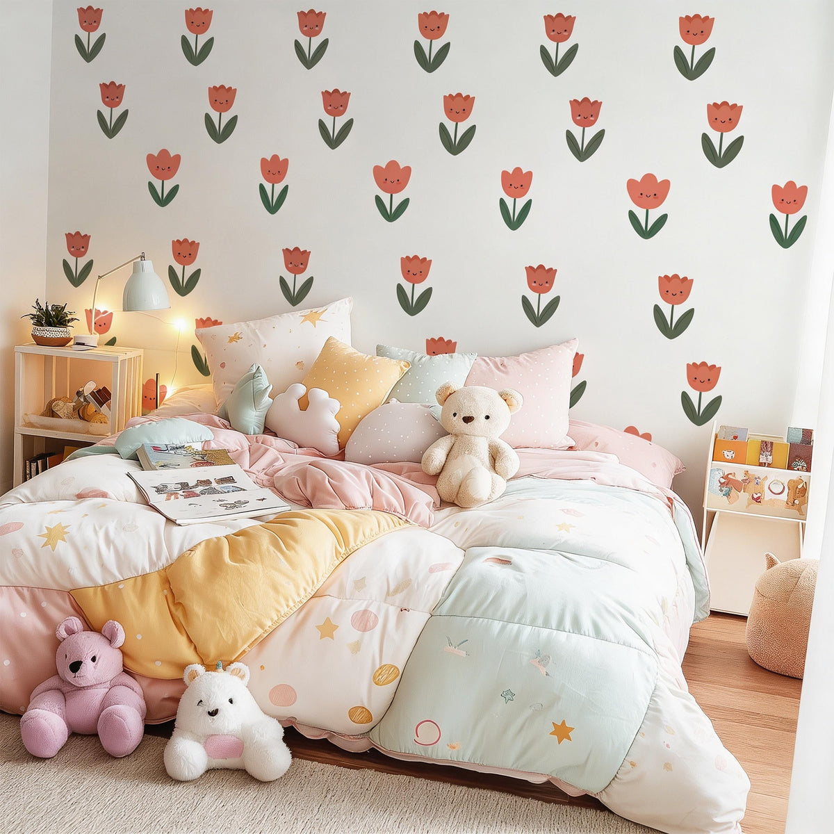 Tulip Wall Decal Border displayed in a styled space