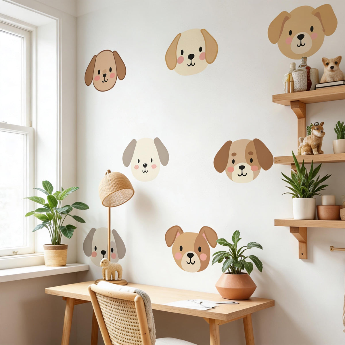 Dog Face Wall Decal Set shown in a home interior