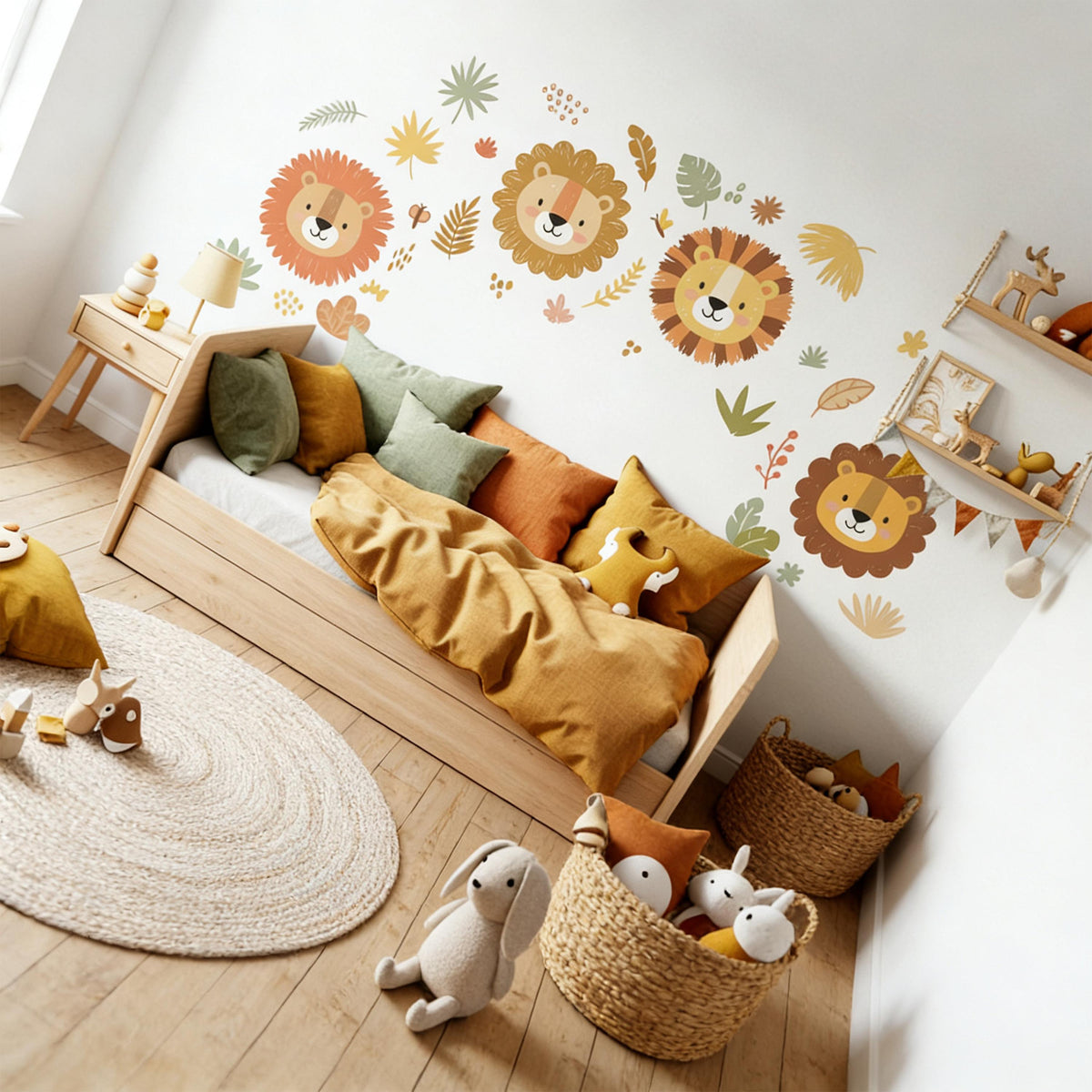 Lion Wall Decal Set displayed in a styled space