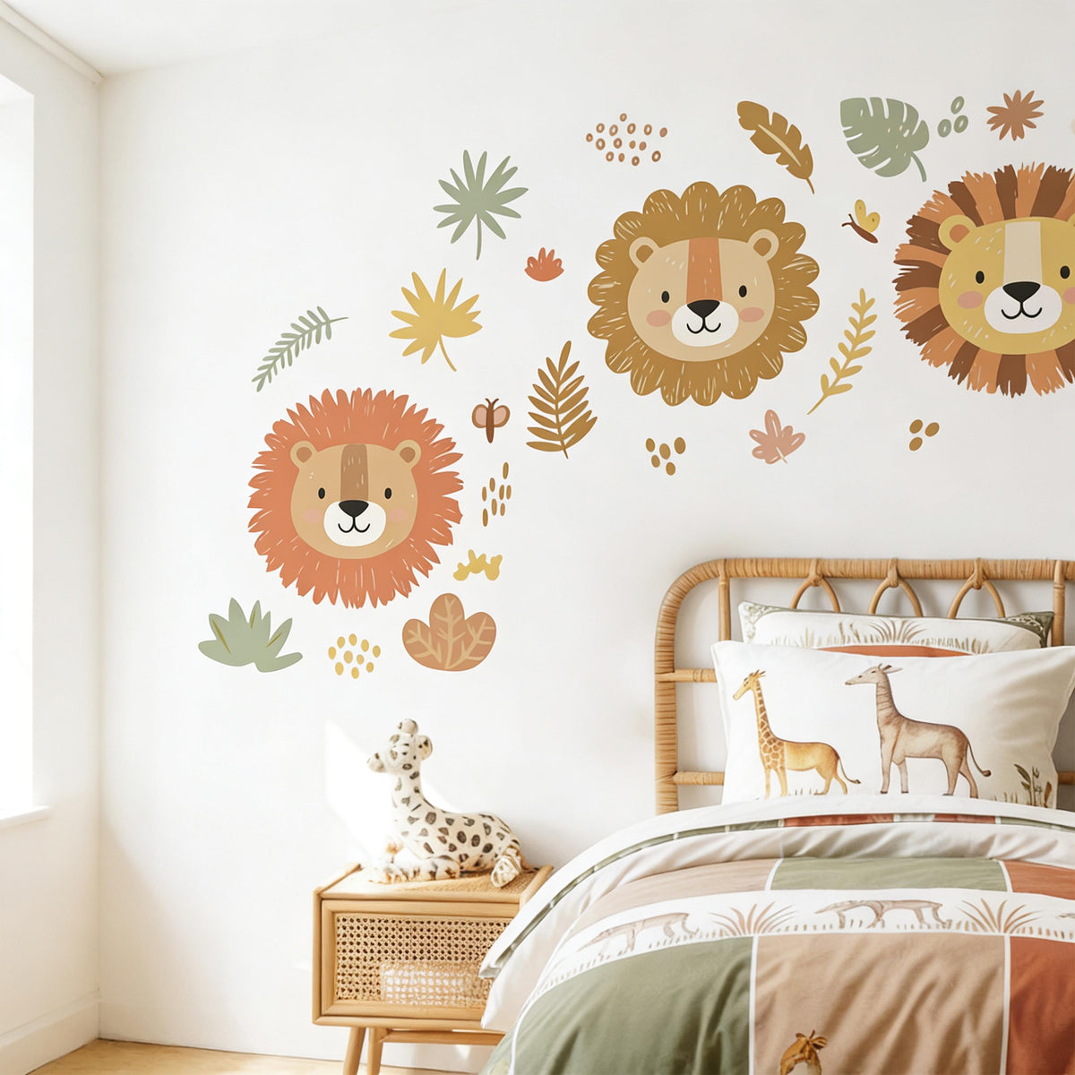Lion Wall Decal Set shown in a nursery setting