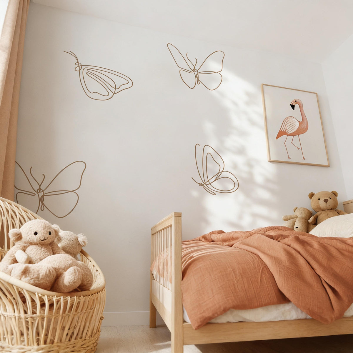 Butterfly Wall Decal Set arranged on a wall