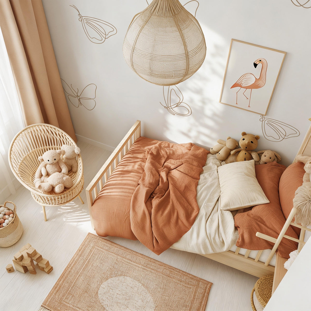 Butterfly Wall Decal Set shown in a nursery setting