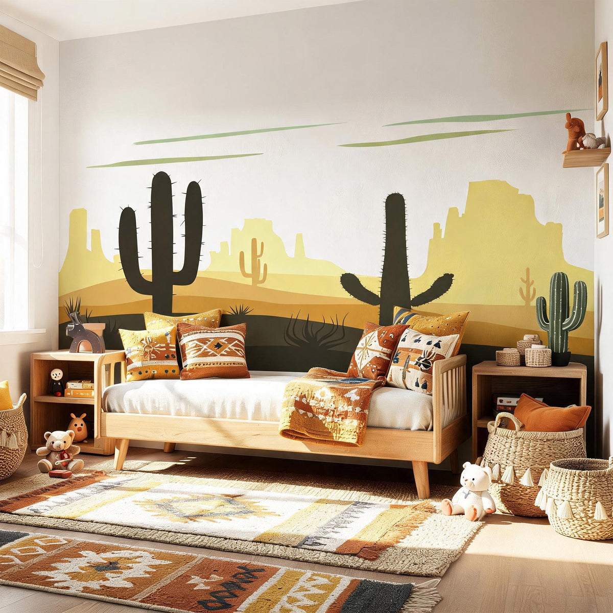 Desert Cactus Wall Mural Decal shown in a room setting