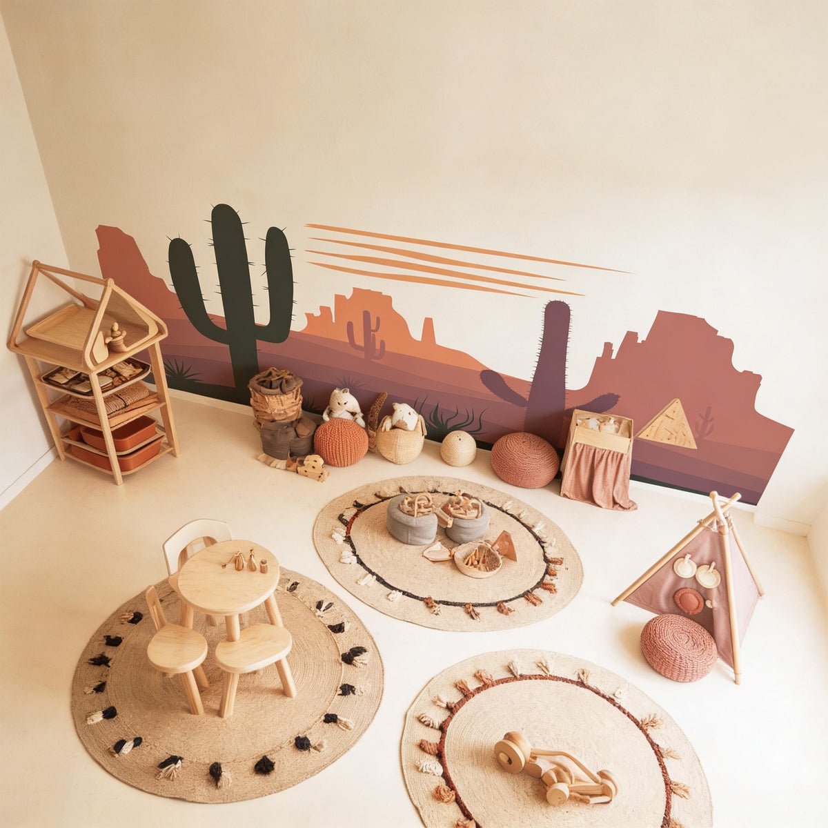 Desert Cactus Wall Mural Decal shown in a room setting