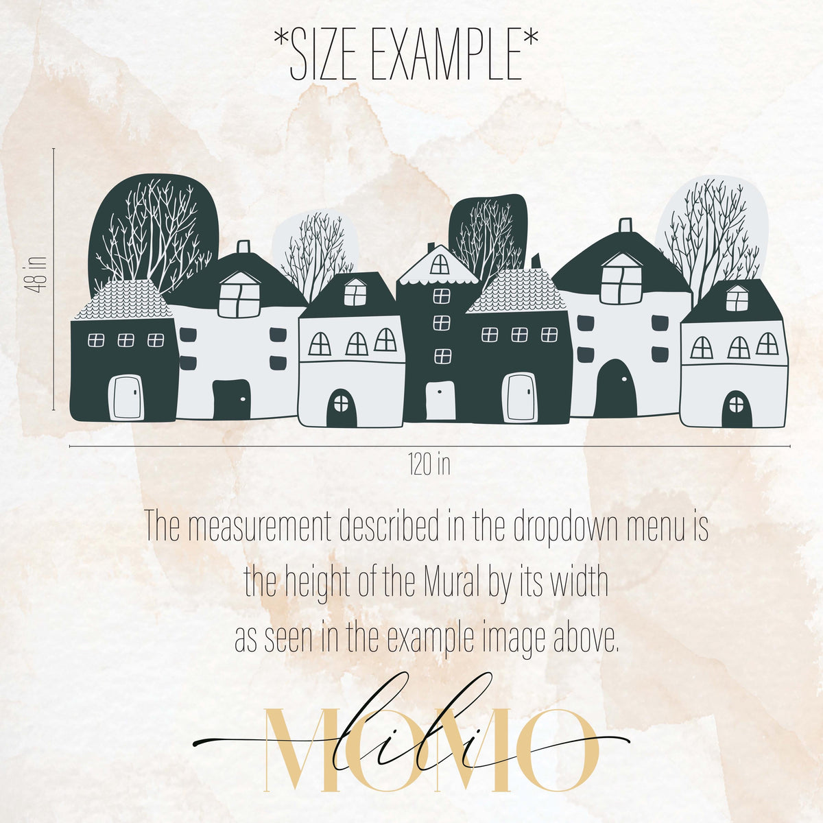 Whimsical Village Wall Mural Decal shown in a room setting
