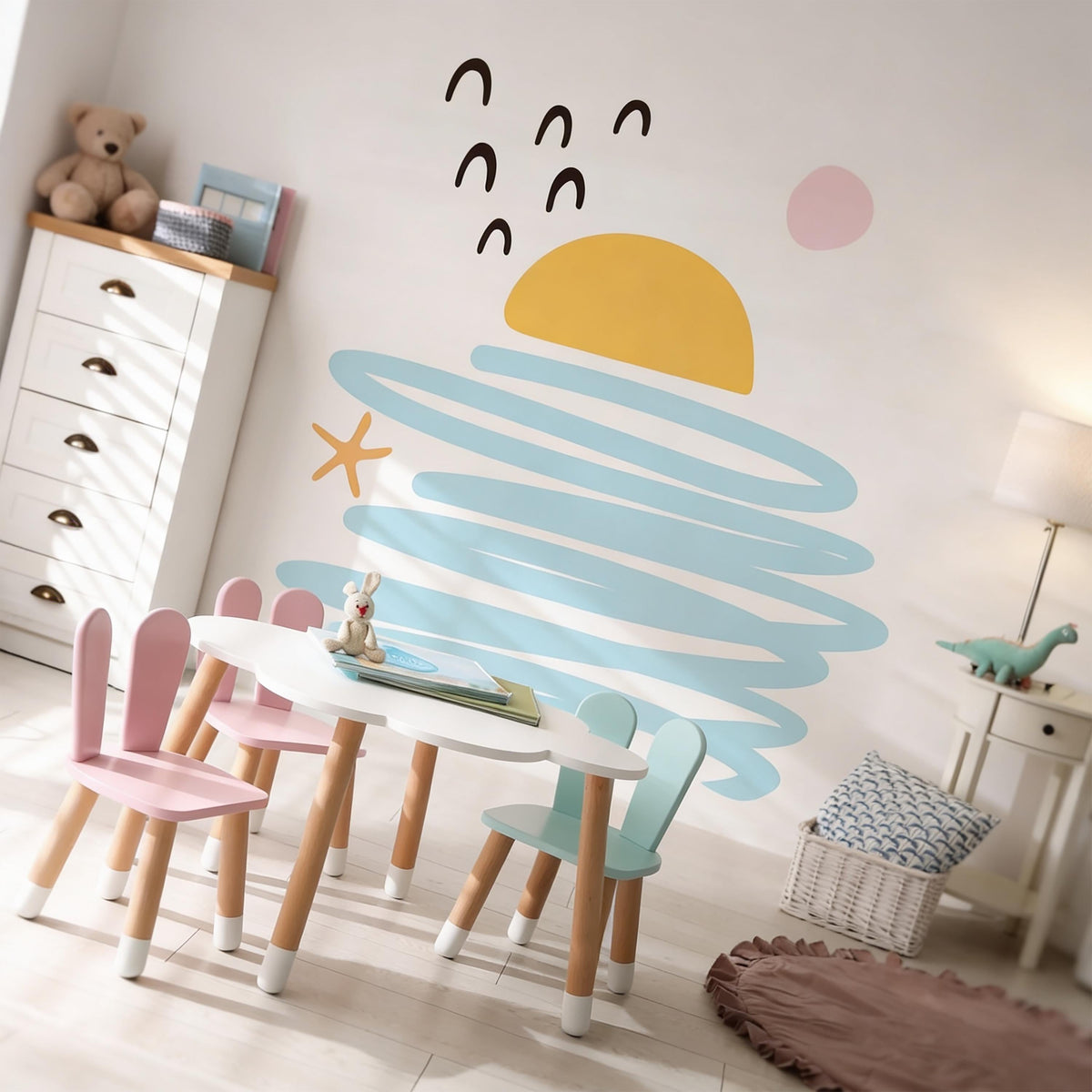 Abstract Sunset Wall Decals Vinyl decal sheet flat-lay