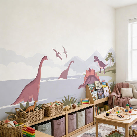 Dinosaur Wall Mural Decal styled on a wall