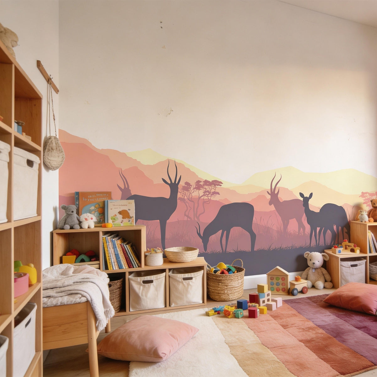 African Antelope Wall Mural Decal styled on a wall