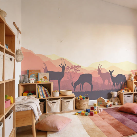 African Antelope Wall Mural Decal styled on a wall