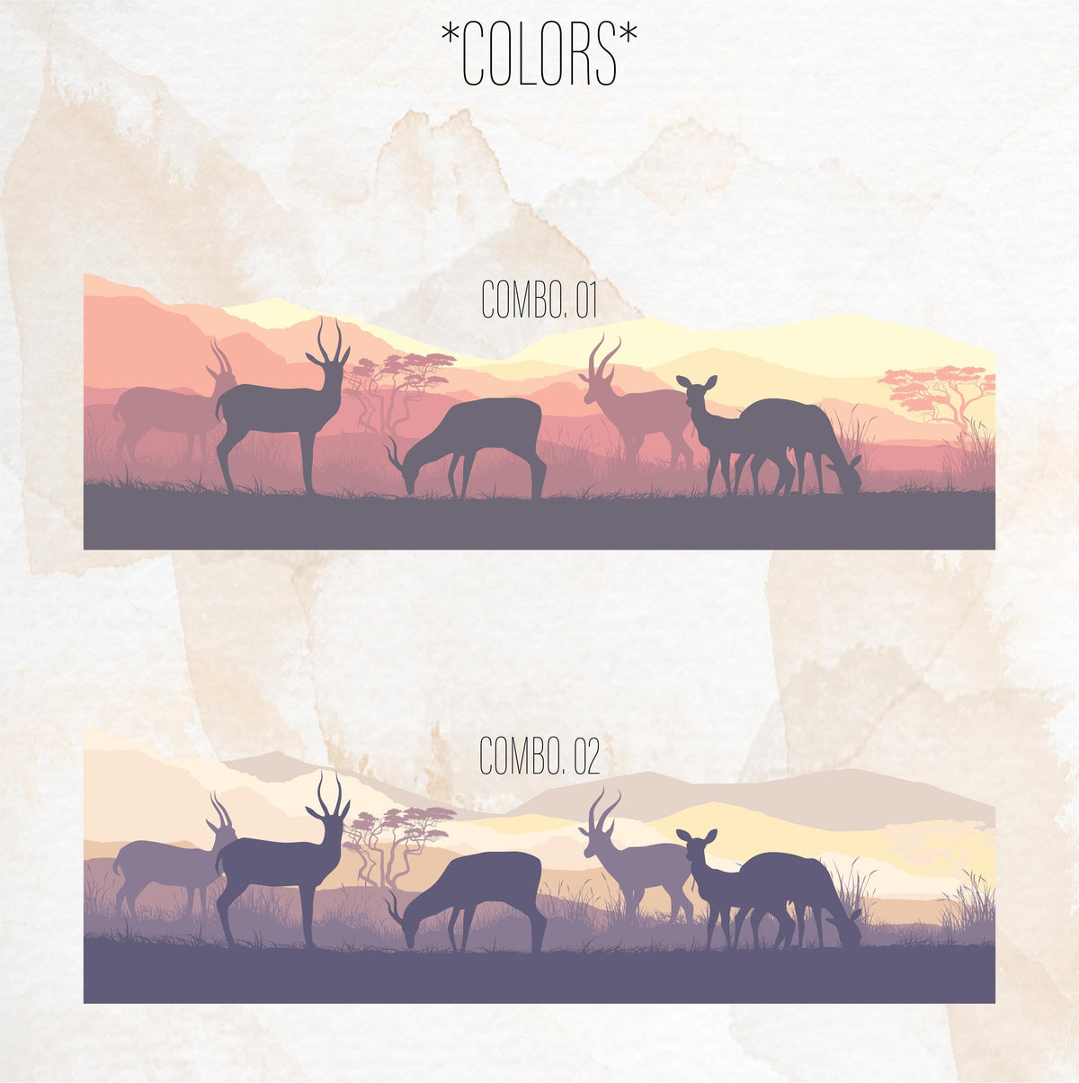 African Antelope Wall Mural Decal shown in a room setting