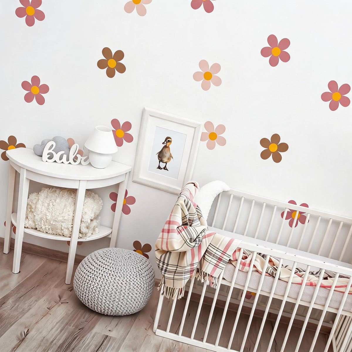 Retro Flower Wall Decals Vinyl styled in a room setting