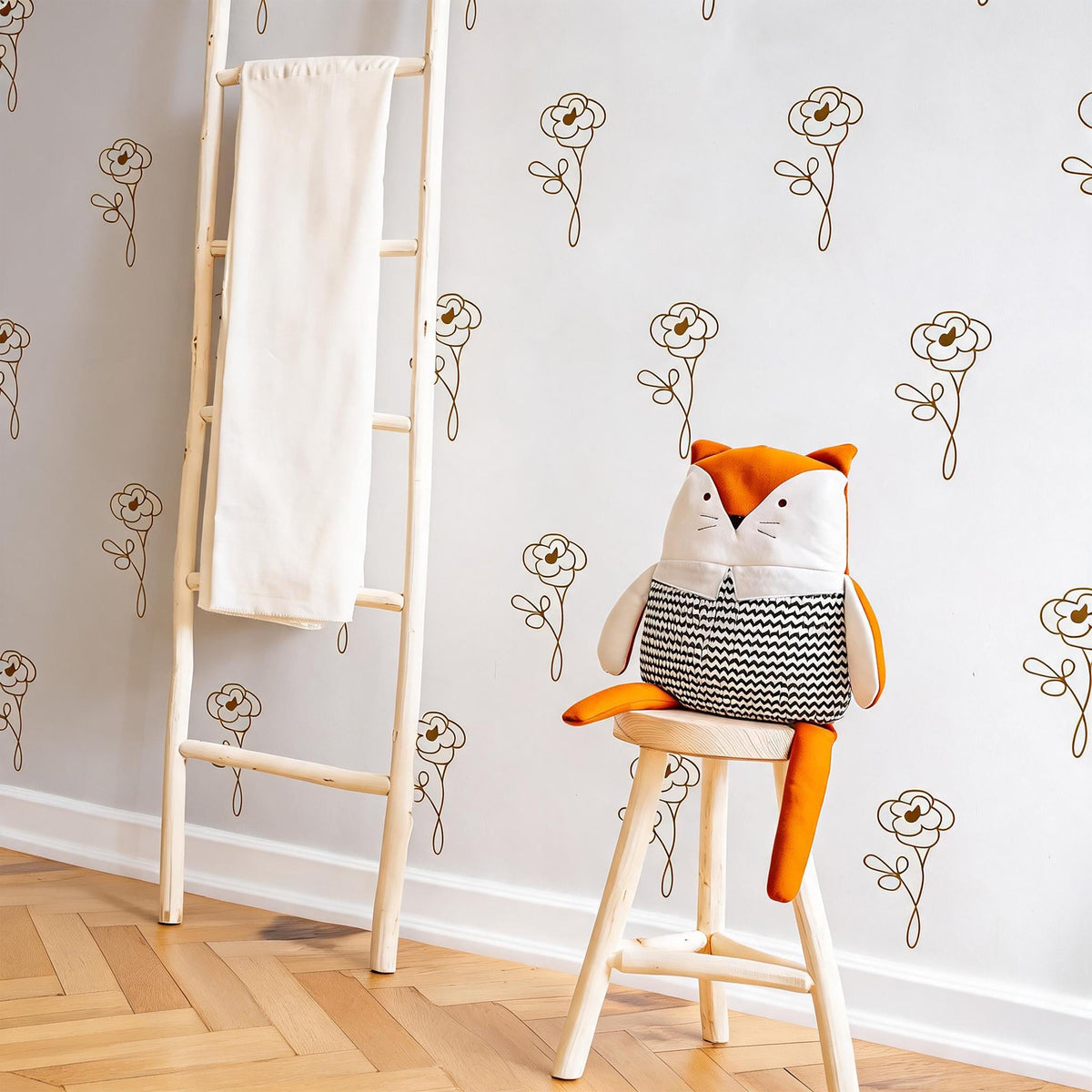 Minimal Flower Wall Decals Vinyl shown in a home interior