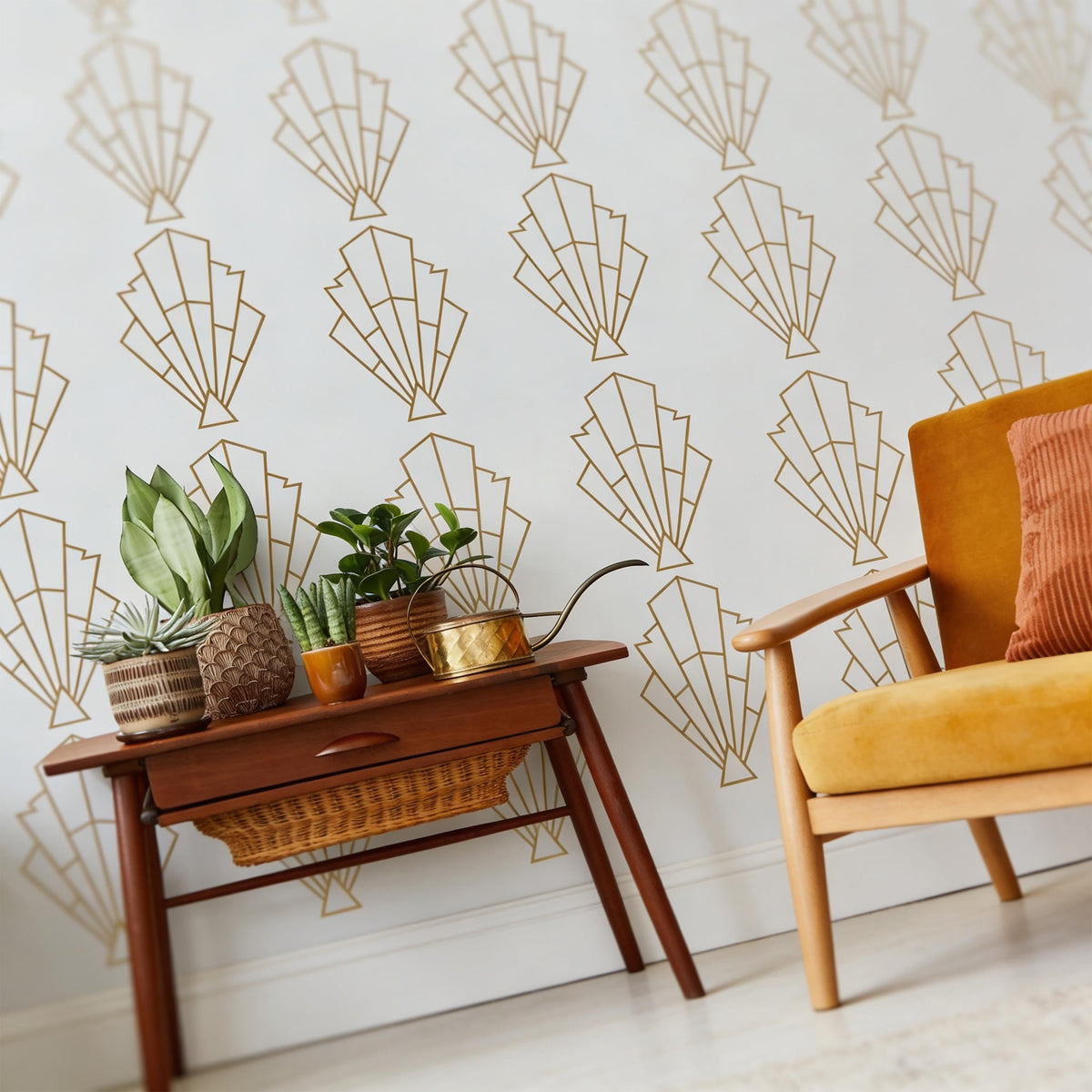 Art Deco Wall Decals Vinyl installed on a styled wall