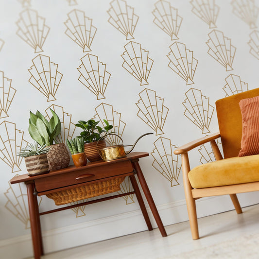 Art Deco Wall Decals Vinyl installed on a styled wall