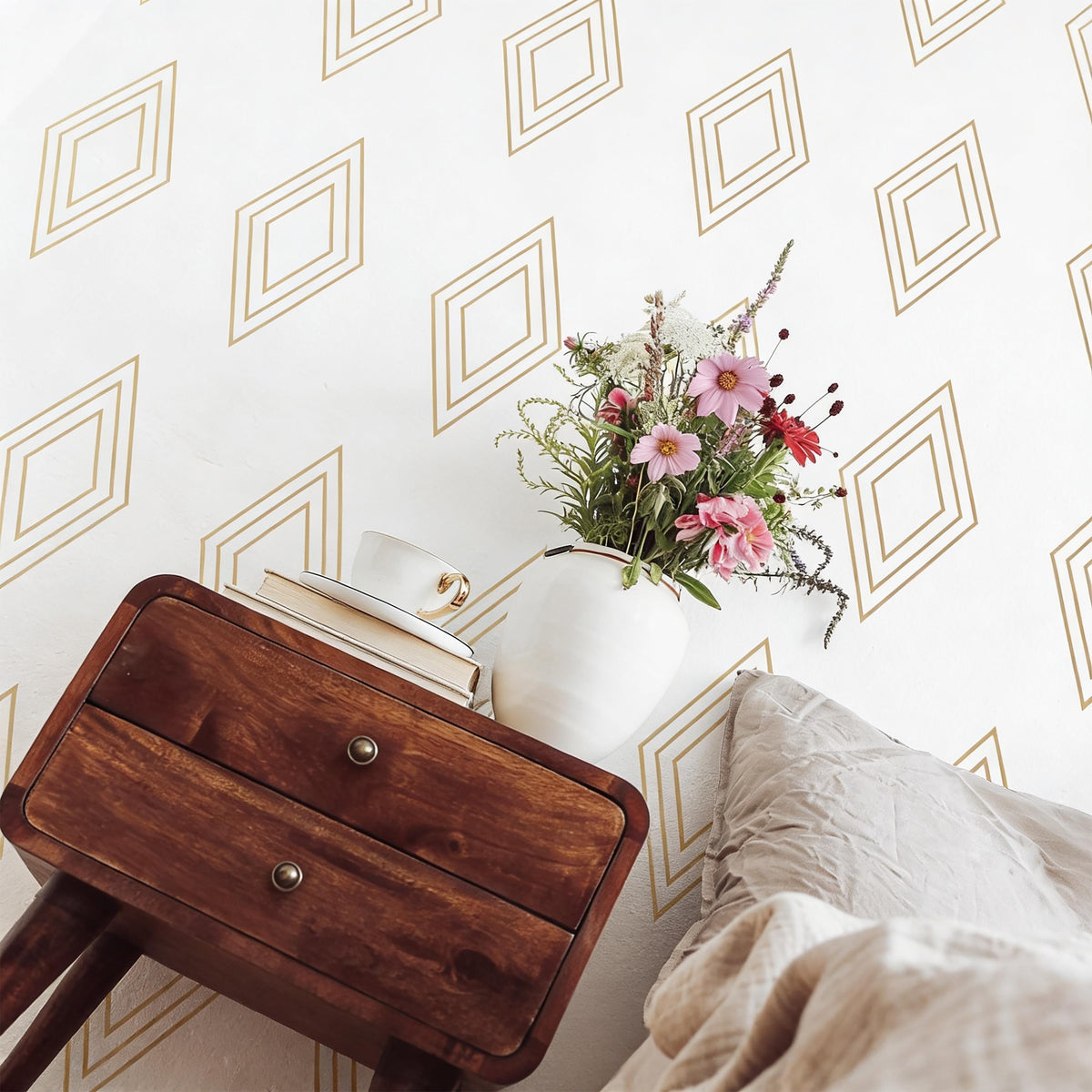 Geometric Diamond Wall Decals Vinyl shown in a home interior
