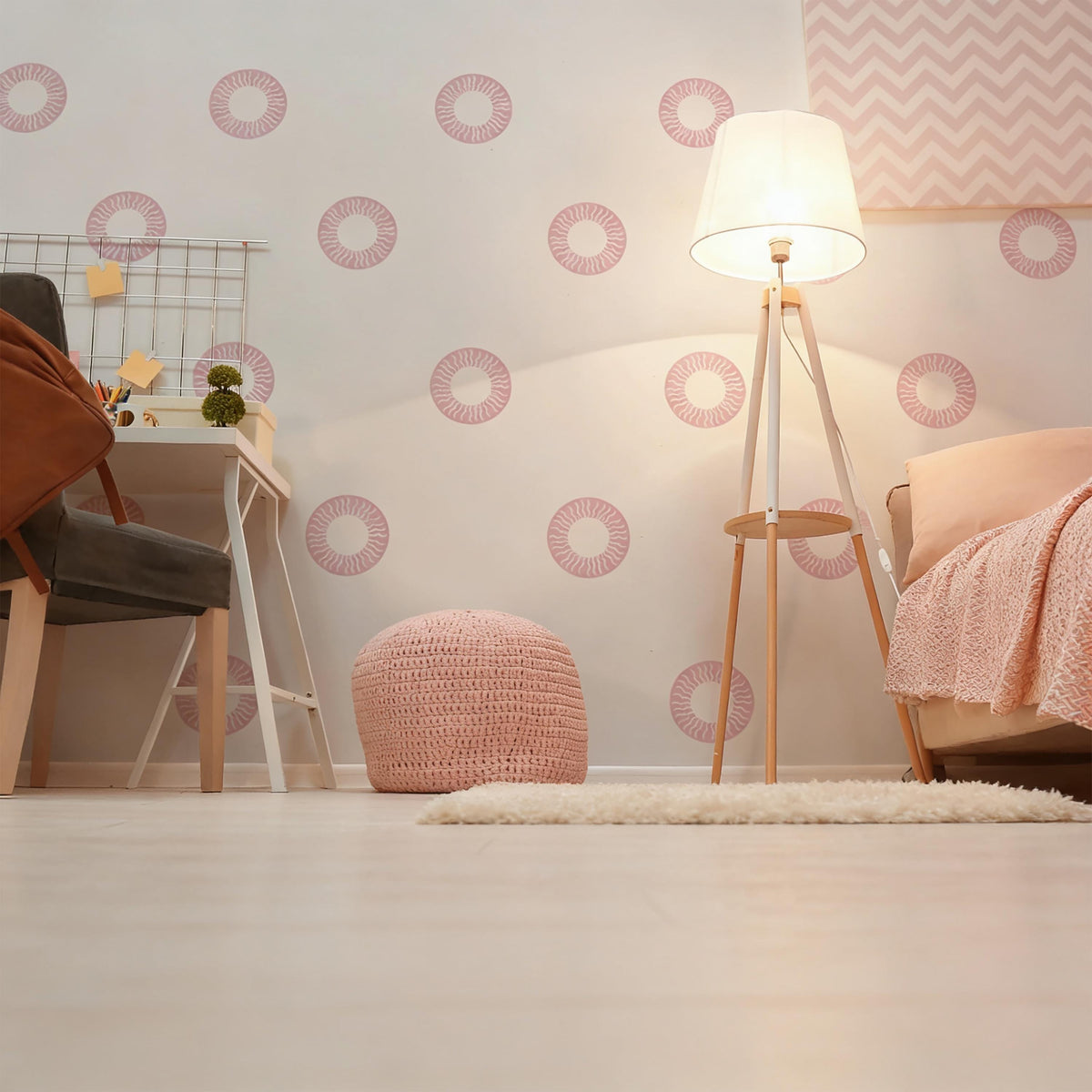 Sun Wall Decals Vinyl arranged on a feature wall