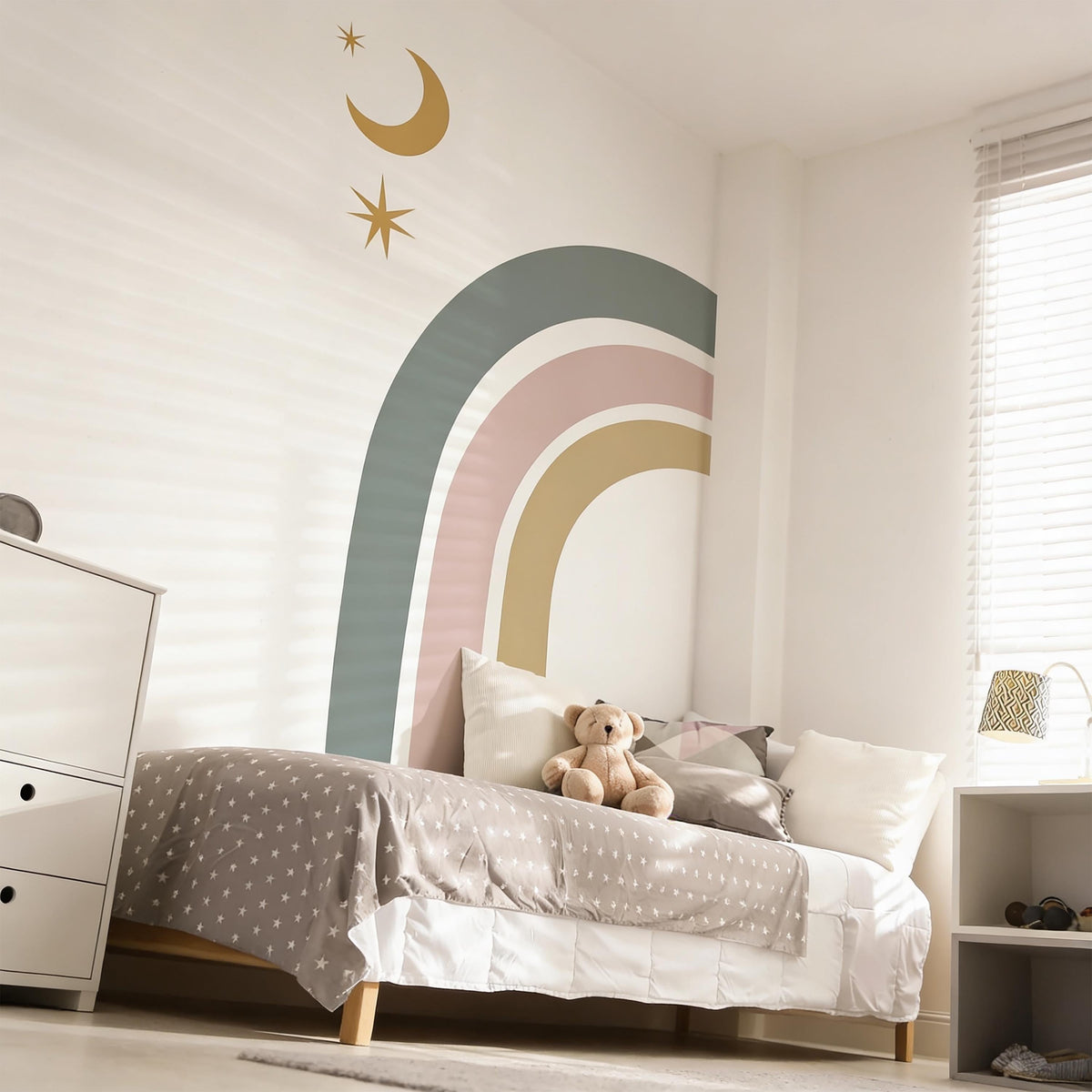 Rainbow Wall Decal Vinyl shown in a home interior