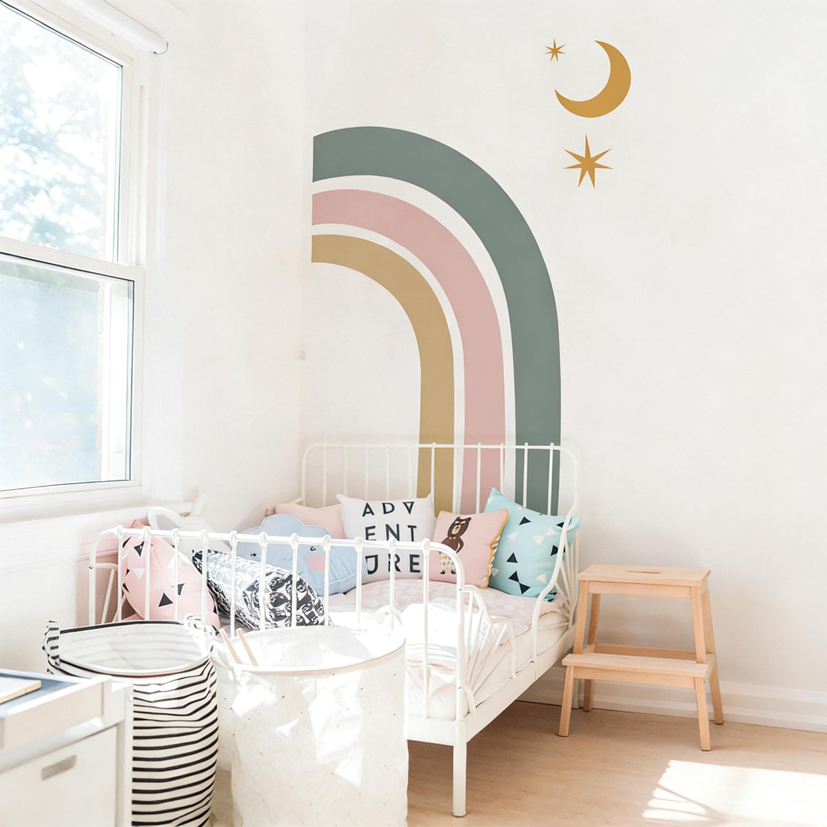 Rainbow Wall Decal Vinyl decal sheet flat-lay
