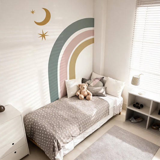 Rainbow Wall Decal Vinyl installed on a styled wall