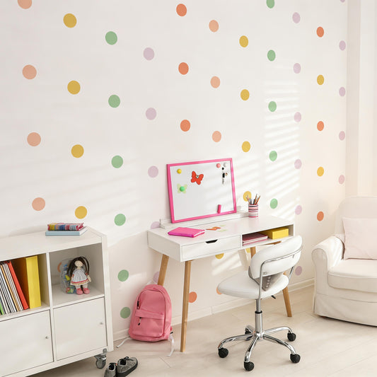 Colorful Shape Wall Decals installed on a styled wall