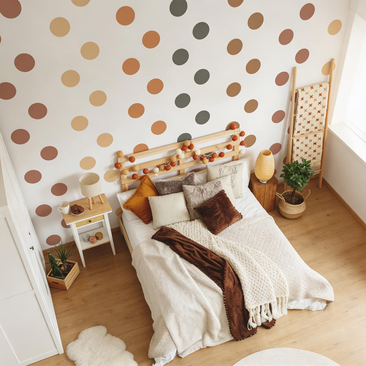 Colorful Shape Wall Decals arranged on a feature wall