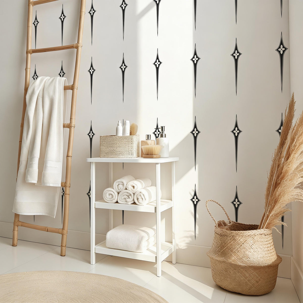 Mid Century Wall Decals displayed in a styled space