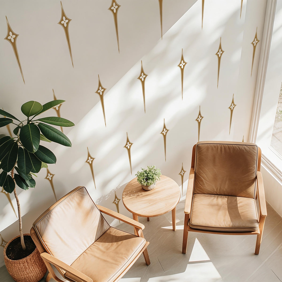 Mid Century Wall Decals installed on a styled wall