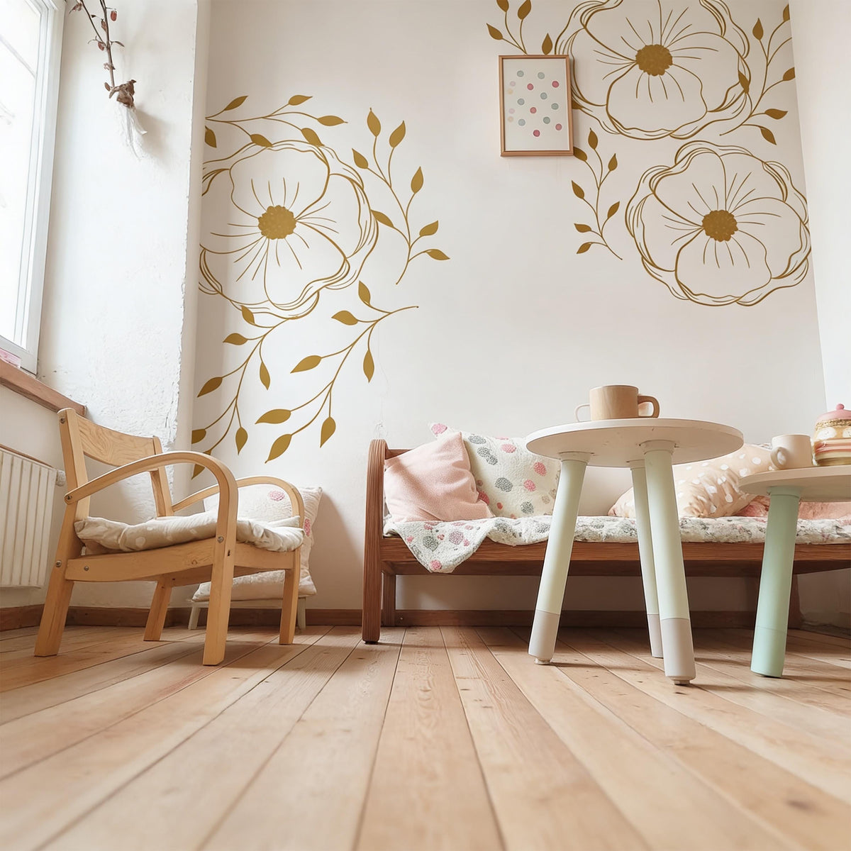 Floral Corner Wall Decals shown in a home interior