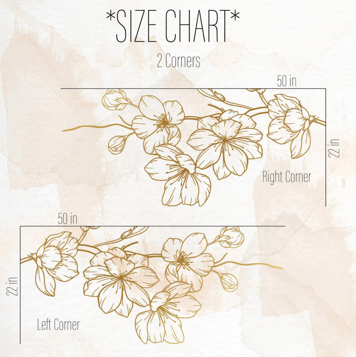 Close-up detail of floral corner wall decals matte vinyl finish