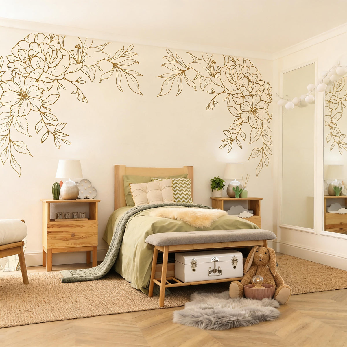 Floral Corner Wall Decals shown in a home interior