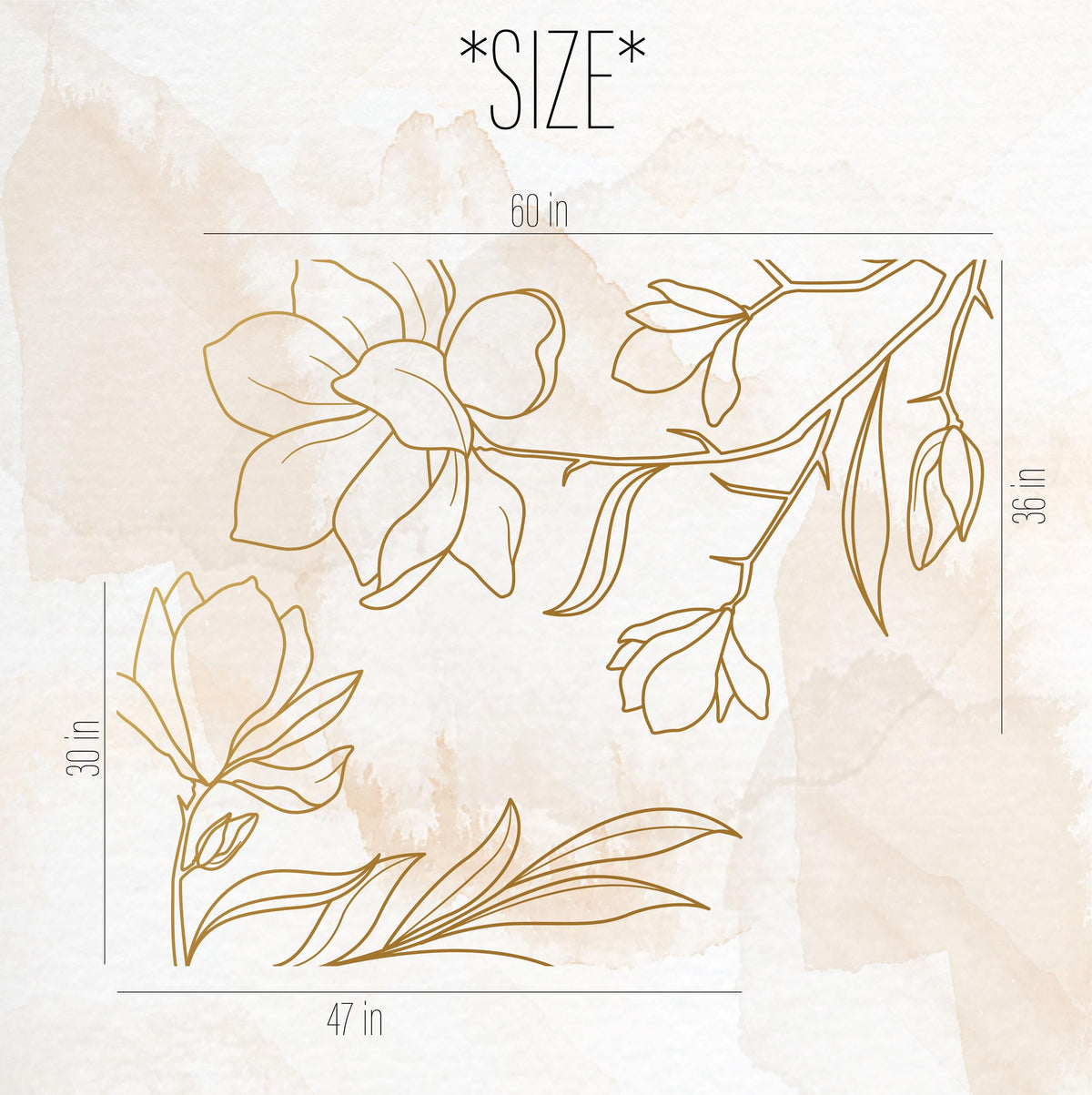Magnolia Wall Decals size reference on a wall