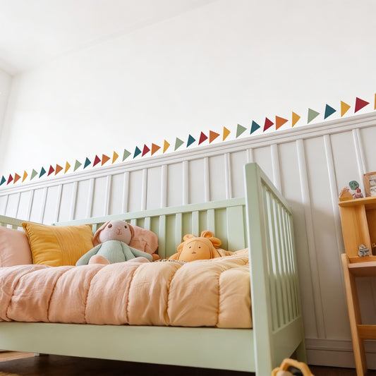Triangle Wall Decal Border installed on a styled wall