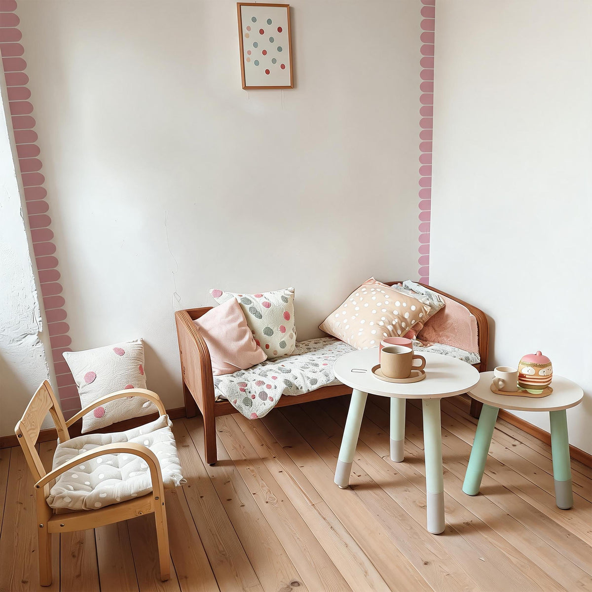 Scallop Wall Decal Border displayed in a styled space