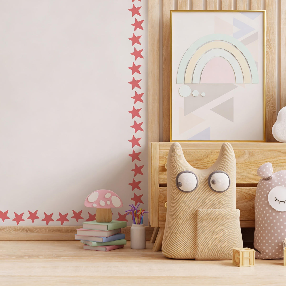 Star Wall Decal Border displayed in a styled space